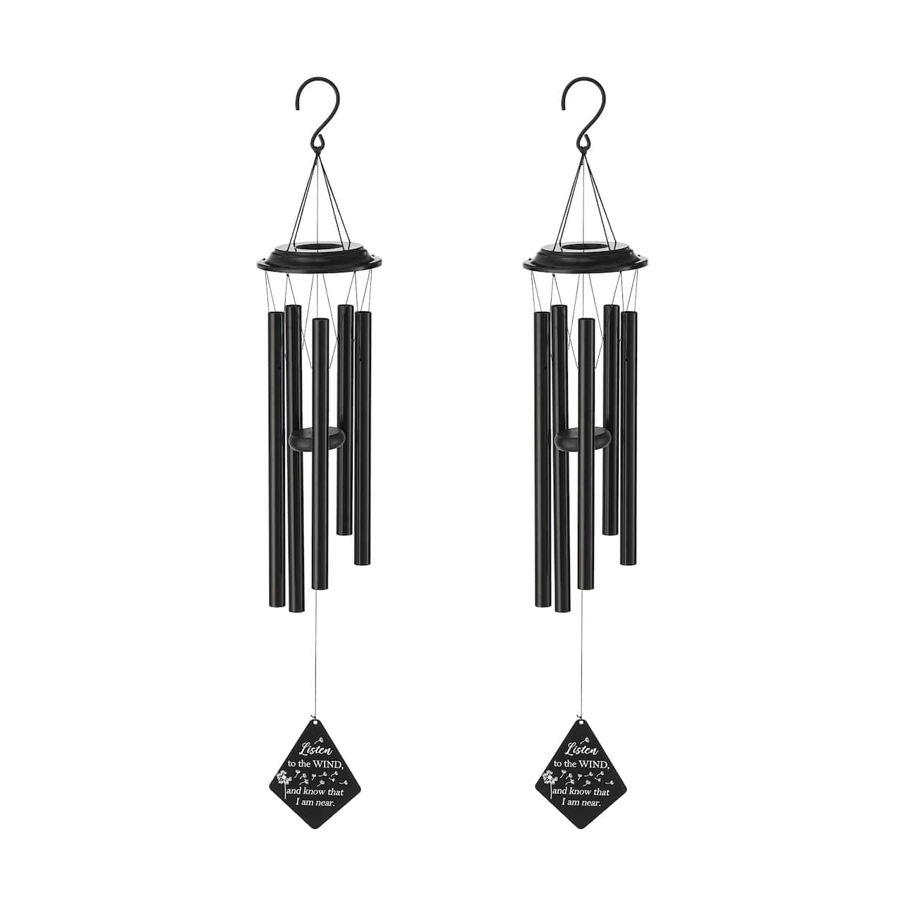 Glitzhome® 38" Matte Black Metal Black Windchime